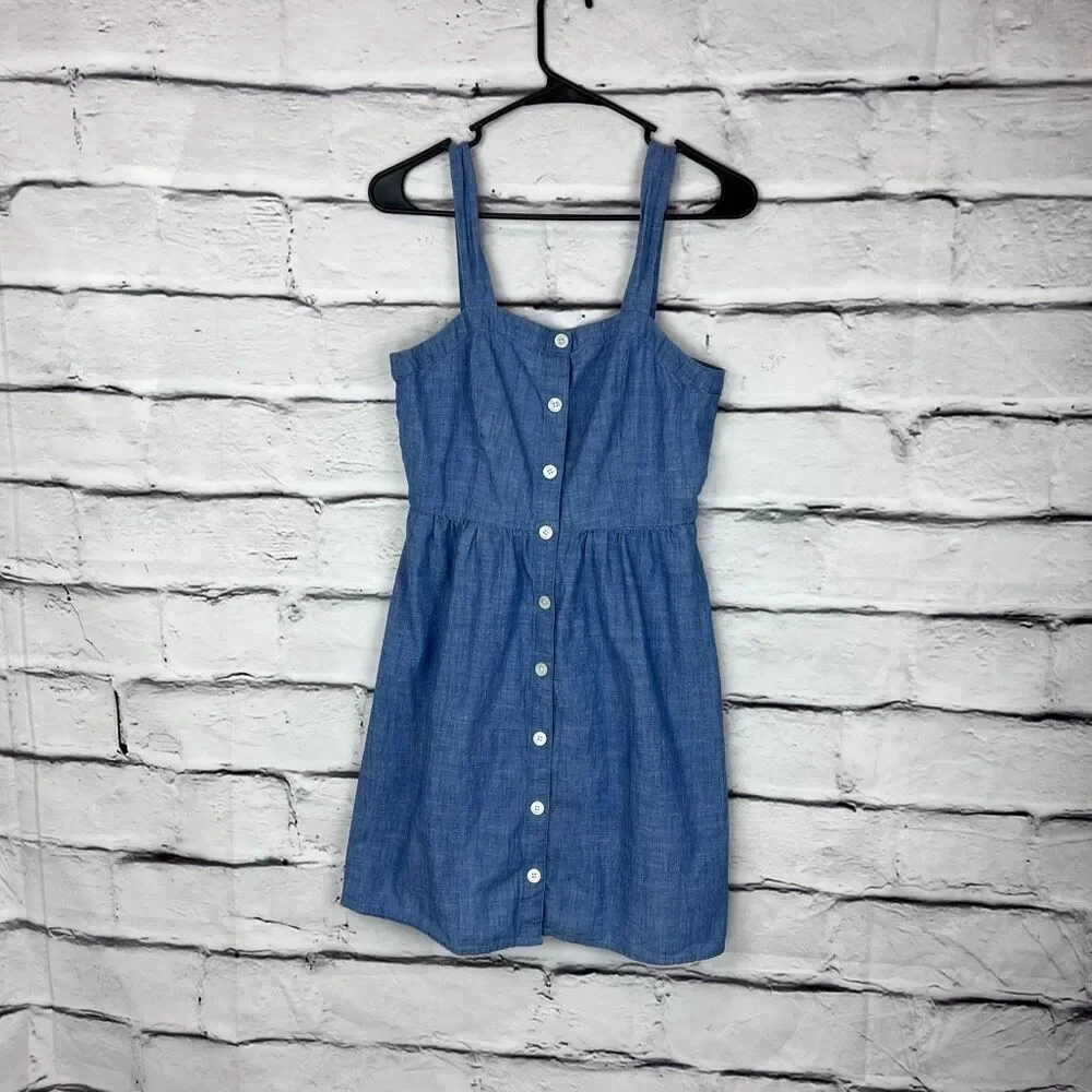 J.Crew Chambray Button Front Sleeveless Mini Dress Size 4 - Picture 2 of 8